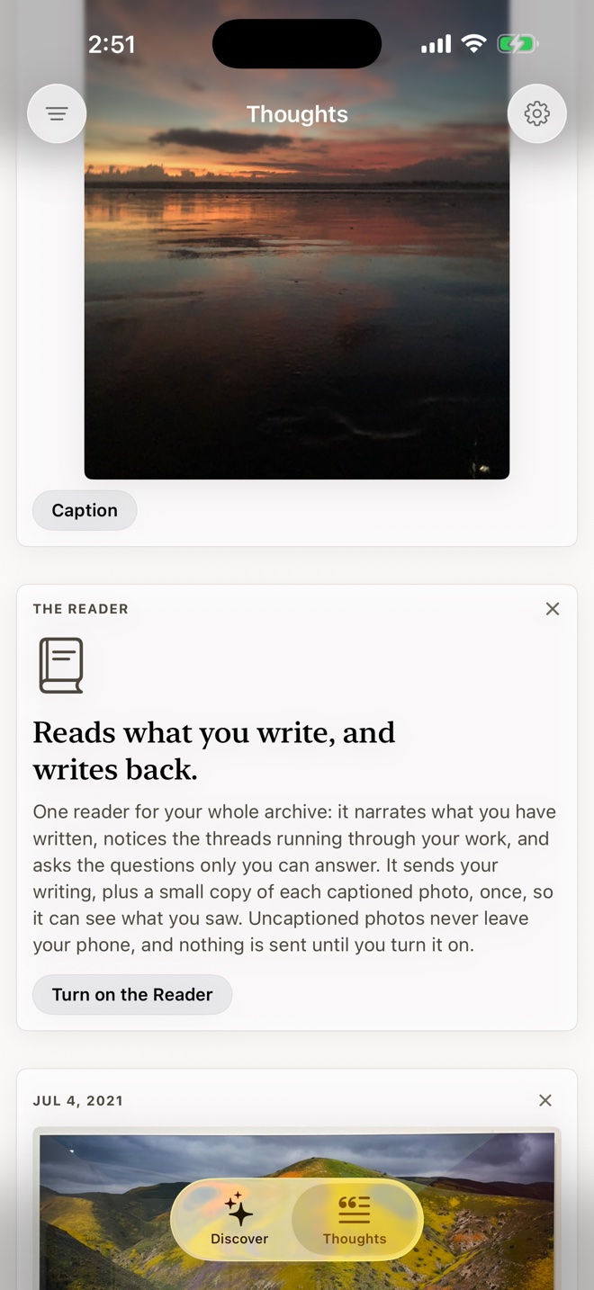 The Reader's consent card: reads what you write, and writes back