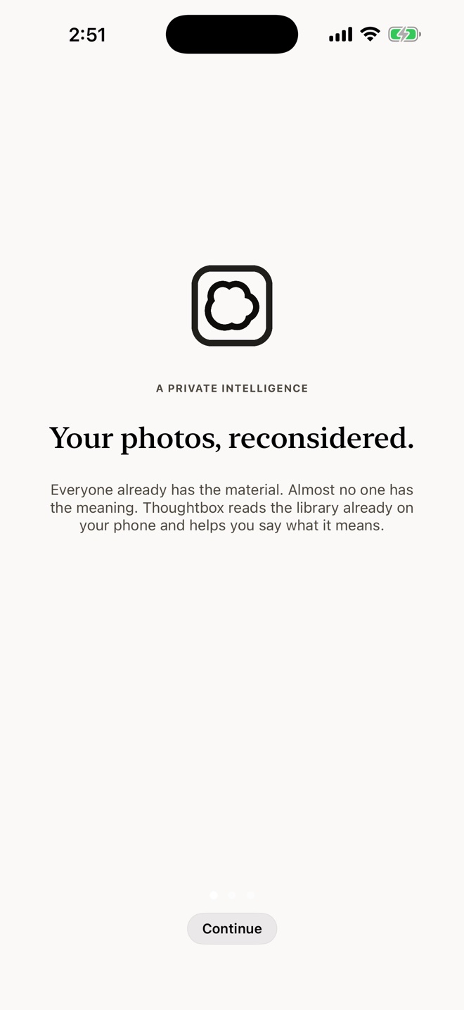 Onboarding: “Your photos, reconsidered.”